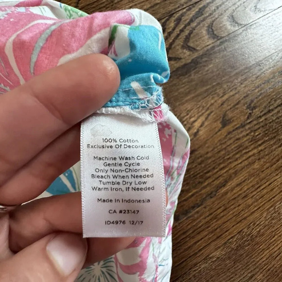 Talbots Womens Large Bright Floral 3/4 Sleeve Popover Cotton V-Neck Top X0917 - Picture 11 of 12